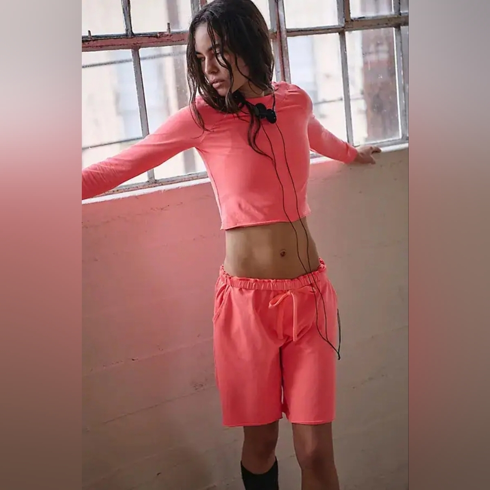 🪷NWOT Free People FP Movement Hot Shot Easy Set In Neon Coral, Oversize XS 🌙